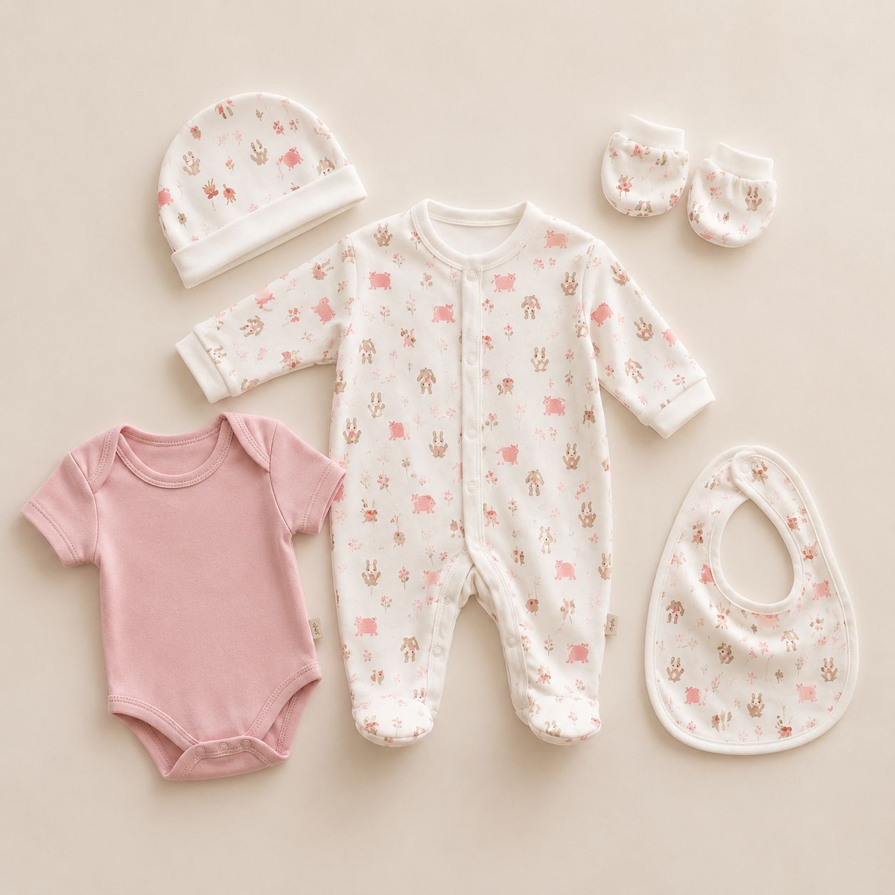 5-Piece Newborn Essentials Set Pink